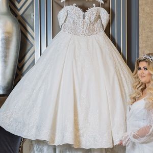 Custom Made Corset Wedding Dress With Cathedral Train